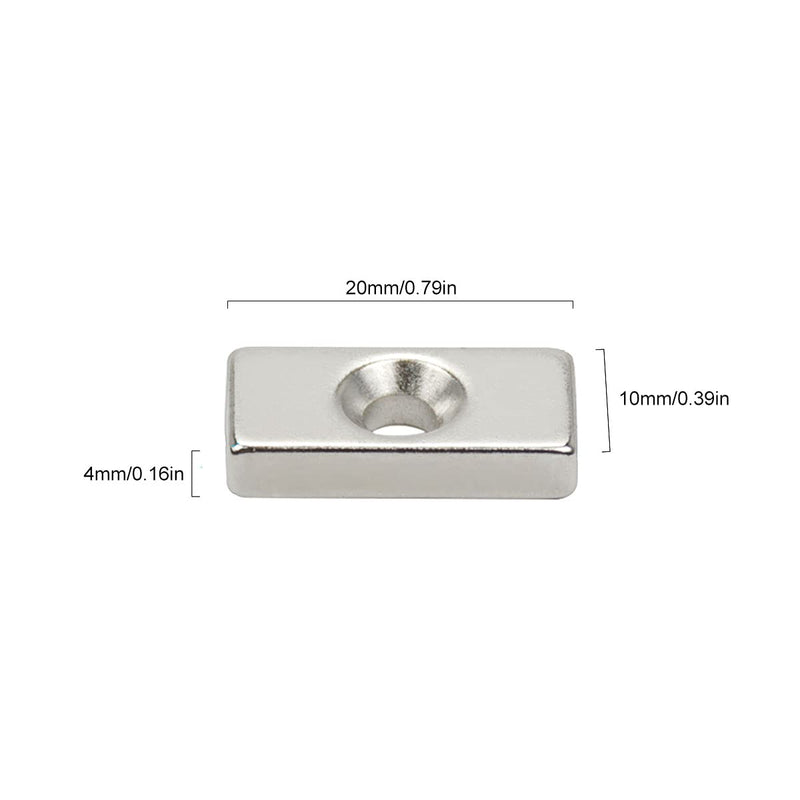 14 Pack Rare Earth Magnets Strong Neodymium Rectangular Magnets with Countersunk Hole for Fridge, DIY, Scientific, Craft, and Office Magnets - Small Magnets 0.78 x 0.4 x 0.16 inch, Pack of 14 14 Pack