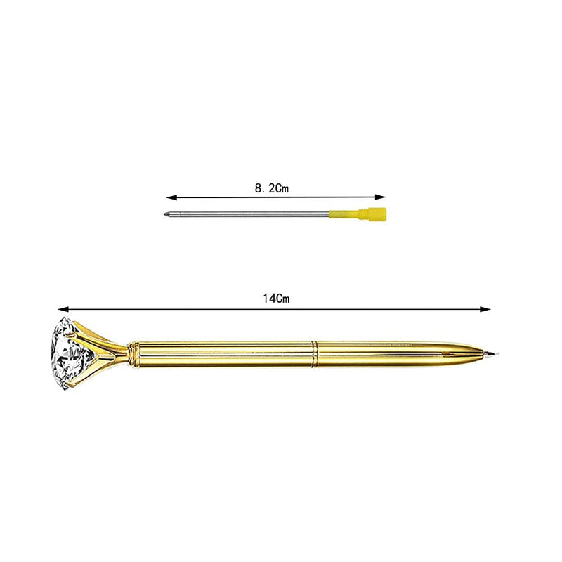 Onwon 4 Pieces Big Crystal Diamond Pens 4 Different Style Metal Ballpoint Pens Black Ink & 4 Pieces Ballpoint Pen Refills