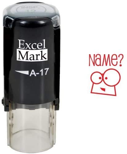 Name? - ExcelMark Self-Inking Round Teacher Stamp - Red Ink