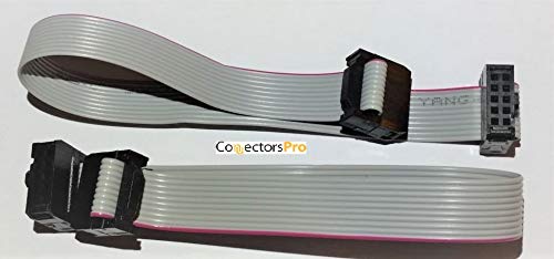 Connectors Pro IDC 2-Pack 20cm 8" Length 10 Pins 10P 2.54mm FC Dual Rows 0.1" Pitch Connectors Female Sockets on Silver Flat Ribbon Cable, Net Length is 7 inches 18cm F/F (10P-20cm-2PK) 10P-20cm-2PK