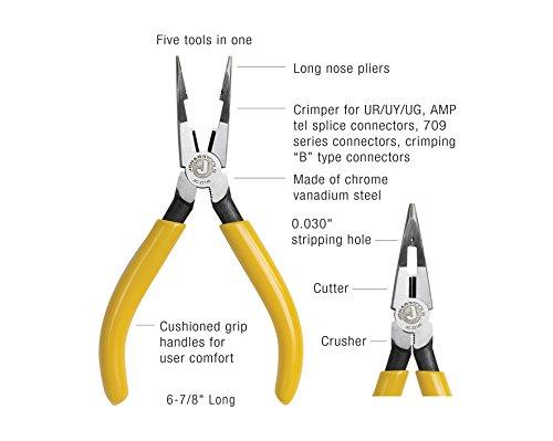Jonard JIC-22148 Combo Crimper Long Nose Plier with Yellow Plastic Handle, 6-7/8" Length