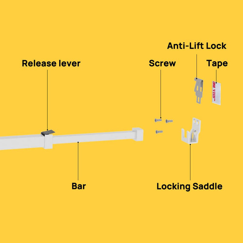 Greatim GT-DB004 Home Security Window Bar, Egress Window Lock, Vertical Bar for Window Dowel Security (15.7~26.75 inch) 15.7~26.75 inch