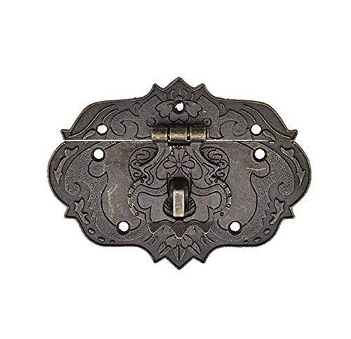 Antique Decorative Hasp Clasp Latch Lock Mcredy WoodenÂ BoxÂ Latch LargeÂ BoxÂ Latch with Flower Pattern Zinc Alloy Bronze with Screw 92x73mm/3.6"x2.9" Set of 1 Large,3.6"x2.9"