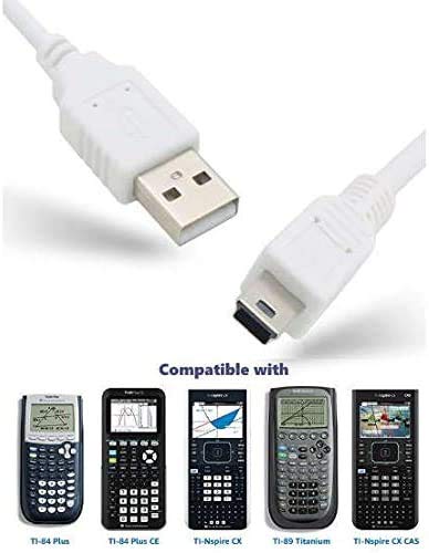 USB PC Power Charger Charging Cable Cord Wire for Texas Instruments Calculators, TI-84 CE, TI-84 Plus C Silver Edition, TI 89 Titanium, TI Nspire CX/TI Nspire CX CAS Graphing Calculators (3Ft White)