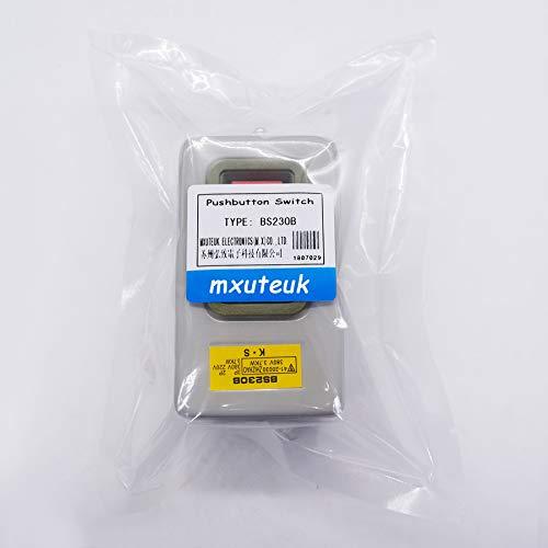 mxuteuk Push Button Switch On/Off Start Stop Self Lock Mechanical Equipment Control Station 10A AC 220V /380V BS230B