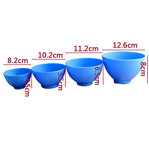 BONEW 4 x plastic toothbrush bowls for alginate, modeling clay, rubber plaster bowl + 2 mixing spatulas