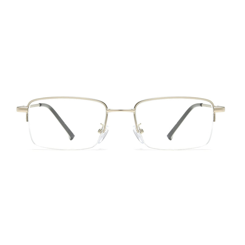 LJCZKA Half Rimless Blue Light Blocking Glasses Women Men Fresh Rectangle Computer Business Glasses Silver