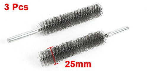 uxcell 17cm Long 25mm Diameter Stainless Steel Wire Tube Cleaning Brush 3 Pcs