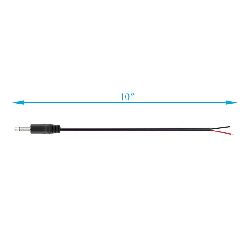 Fancasee (10 Pack) Replacement 3.5mm Male Plug to Bare Wire Open End TS 2 Pole Mono 1/8" 3.5mm Plug Jack Connector Audio Cable Repair
