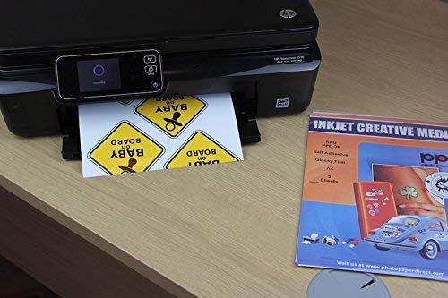 PPD 50 Sheets Inkjet Creative Media Waterproof Glossy Self Adhesive PVC Vinyl Sticker Paper 8.5x11 True Photographic Quality 4.1mil Thin Full Sheet Instant Dry Scratch and Tear Resistant (PPD-36-50)