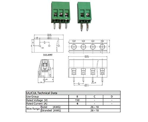 Screw Terminal Block 2.54mm Pitch 2 & 3 Pole (50 Piece Kit) by QSU
