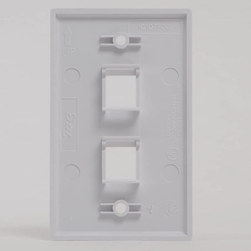 ICC Classic Faceplate with 2 Ports for EZ®/HD Style in Single Gang, White, 25-Pack 25 Pack