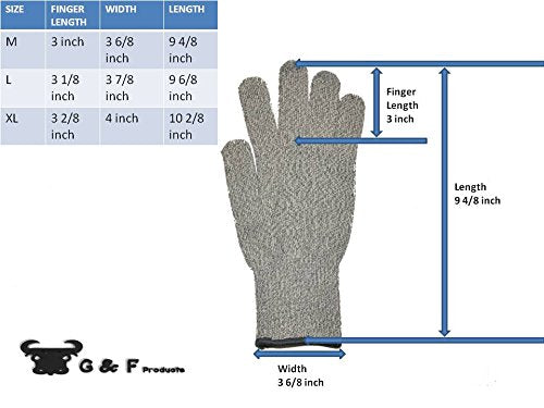 G & F 57100XL CUTShield Classic level 5 Lightweight Cut Resistant Gloves for Kitchen,Food Grade Cut Resistant Gloves, XLarge. Plain Palm X-Large