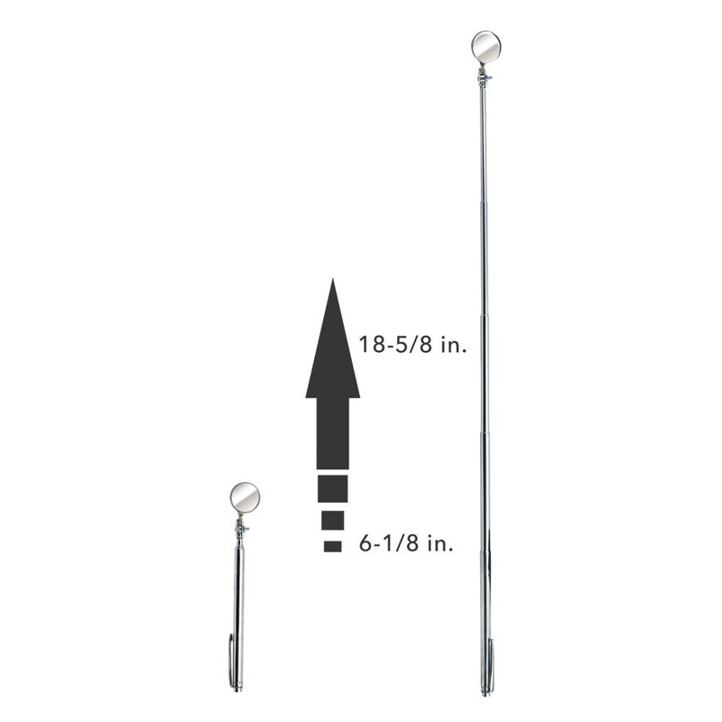 Ullman A-2T Circular Telescoping Pocket Inspection Mirror, 7/8" Diameter, 4-1/2" to 18" Extended Handle Length