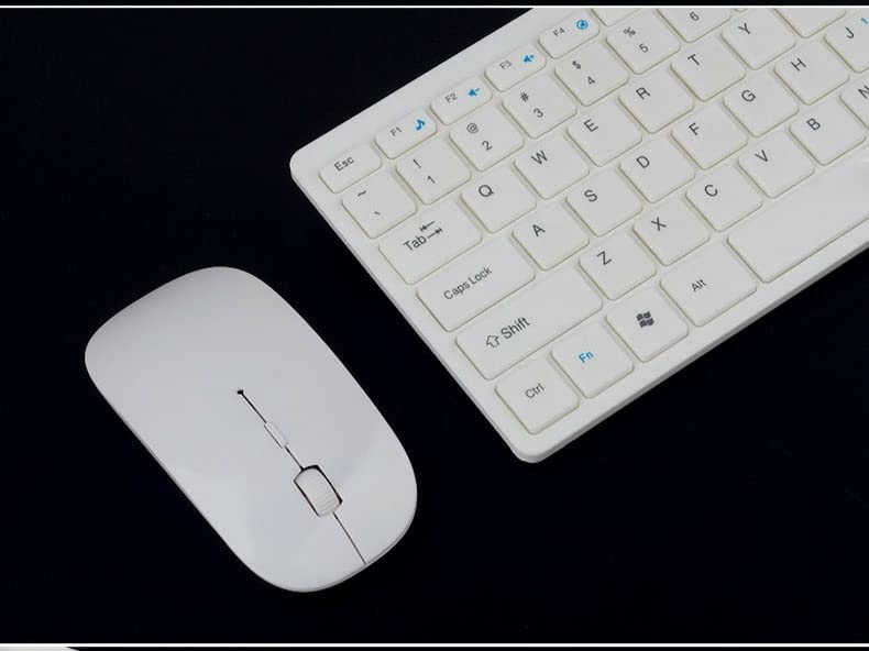 Wireless Keyboard and Mouse Combo, Compact Quiet Wireless Keyboard and Mouse Set 2.4G Ultra-Thin Sleek Design for Windows, Computer, Desktop, PC, Notebook, Laptop (White) White