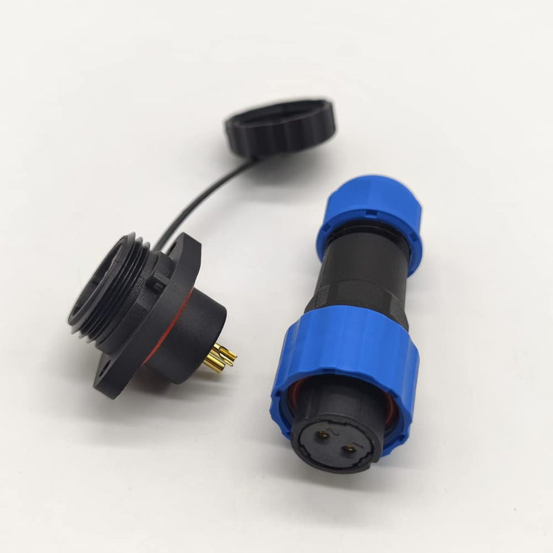 Elecbee Connector Aviation Plug SP17 IP68 2 Pin Female Plug and Male Socket 2 Holes Flange Straight Waterproof and Dustproof Satellite Cable Connector