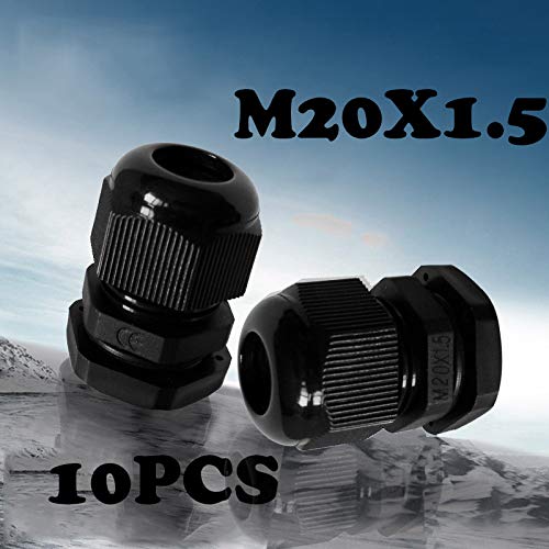 ZKSM Cable Glands (10Pcs), Nylon Cable Glands Waterproof M20 x 1.5 Glands 6-12 Range Black Cable Connector for Home/Garden/Outdoor Lighting Cable