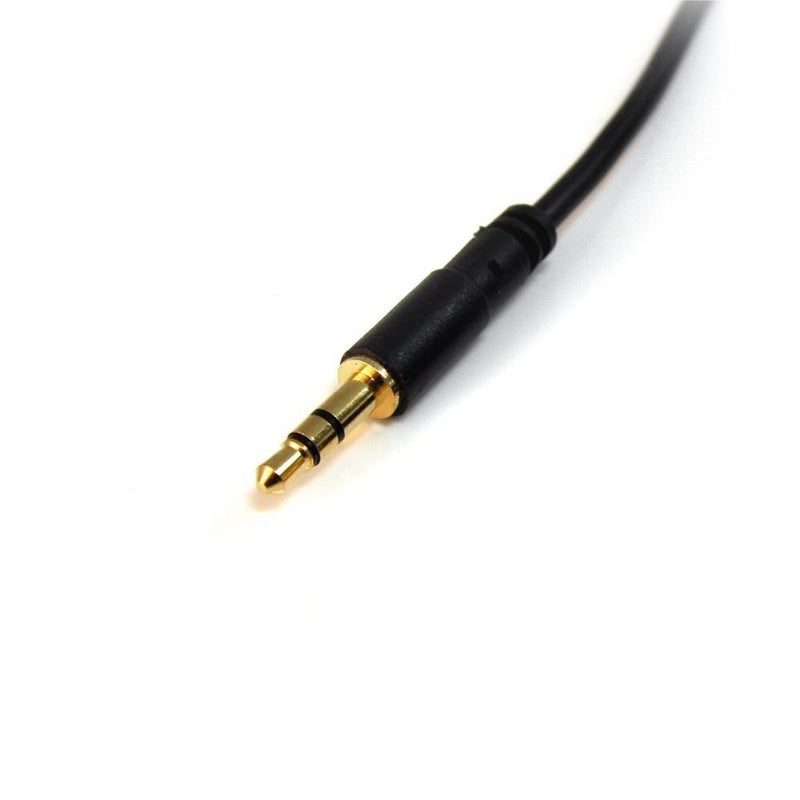 StarTech.com 15 ft. (4.6 m) 3.5mm Audio Cable - 3.5mm Slim Audio Cable - Gold Plated Connectors - Male/Male - Aux Cable (MU15MMS), Black 15ft Straight