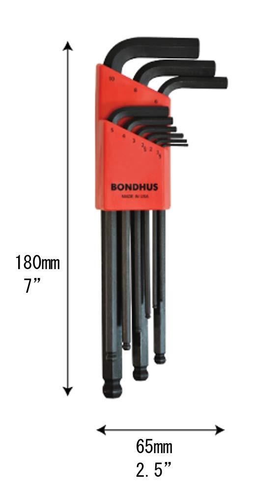 Bondhus 10999 Set of 9 Balldriver L-wrenches, ProGuard Finish, sizes 1.5-10mm Stainless Steel