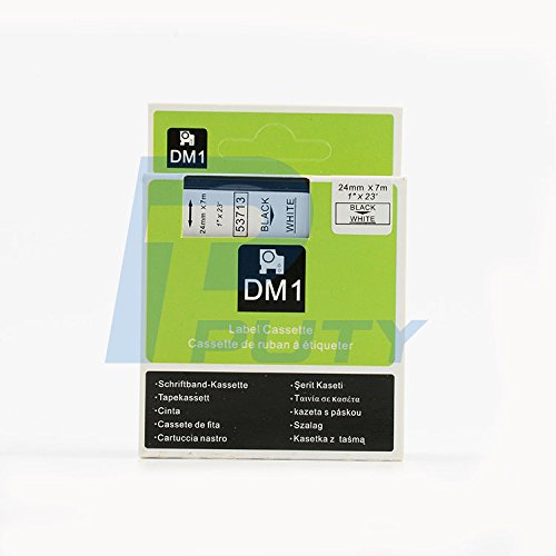 Black on White Tape Label Compatible for DYMO 53713 D1 24mm 7M 1" X 23'