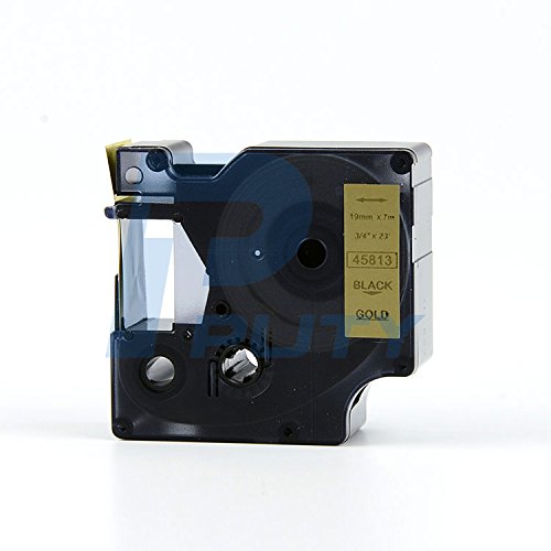 Black on Gold Tape Label Compatible for DYMO 45813 D1 19mm 7M 3/4" X 23'