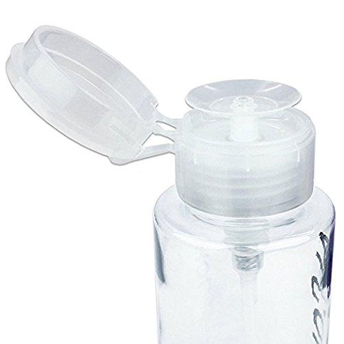 PANA Brand 7oz. (Quantity: 2 Pieces) CLEAR Color Alcohol Labeled Liquid Push Down Pump Dispenser Empty Bottle with Flip Top Cap