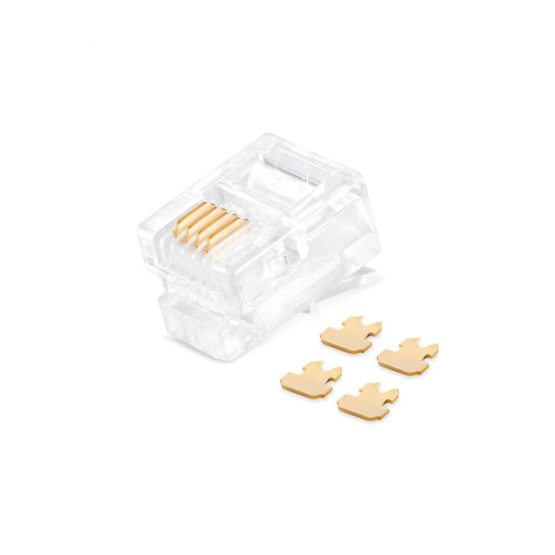 SMITON 100PACK RJ11 Connectors Telephone Modular Plugs Male Connectors 6P4C