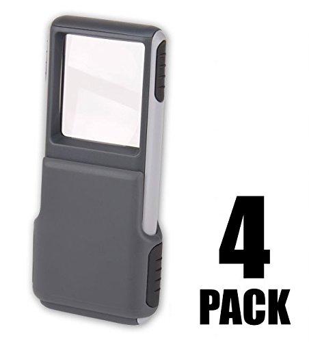 Carson MiniBrite 3x Power LED Lighted Slide Out Magnifier with Protective Sleeve for Reading, Hobby, Crafts, Tasks and Inspection (PO-25, PO-25MU) Set of 4