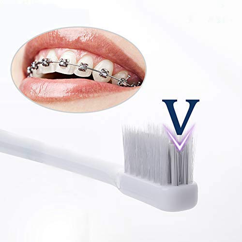 Y-kelin V-Shaped Orthodontic Toothbrush Soft Bristle (4 pcs) with one Inter-Dental Brush 4 Count (Pack of 1)