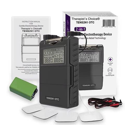 Therapist’s Choice® TENS Unit and EMS Muscle Stimulator Combo- OTC TENS Device with Accessories