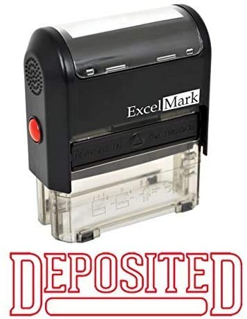 DEPOSITED - ExcelMark Self-Inking Rubber Stamp - Red Ink