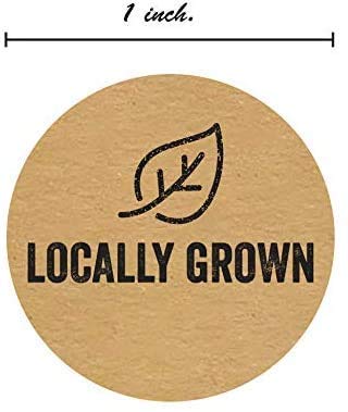 SBLABELS 1 Inch Round Natural Kraft Locally Grown Stickers / 500 Per Roll Grown Local 1" Labels