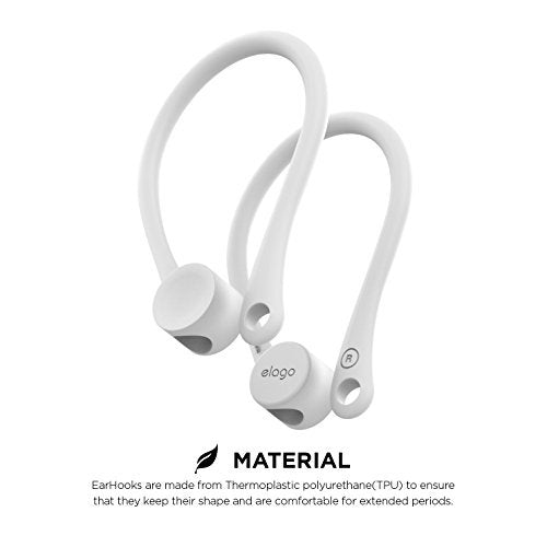 elago Ear Hooks Designed for AirPods Pro, AirPods 3 and AirPods 1, 2, Anti-Slip Earbud Accessories, Comfortable Fit, Ergonomic Design, Durable TPU Construction, Perfect for Exercising [White] White