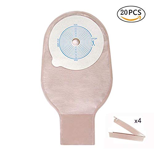 20PCS Colostomy Bags with Clamp Closure, Ostomy Supplies,One Piece Drainable Ostomy Colostomy Pouch for Ileostomy Stoma Care, Cut-to-Fit 15-60mm 20PCS Y001