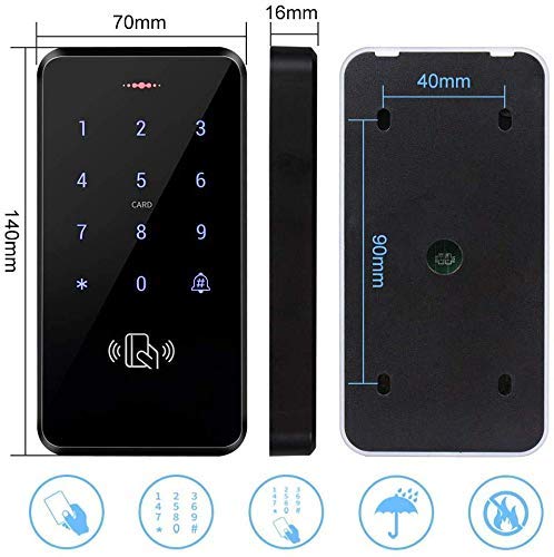 LEXI Ultimate Full Waterproof RFID Keypad, 3000 Users Capacity, 125KHz Stand-Alone Access Control Touch Screen Panel, PIN Code, Wiegand 26, with 10pcs RFID Key fob Cards, Can be Installed Outdoor S20IP68+10ID