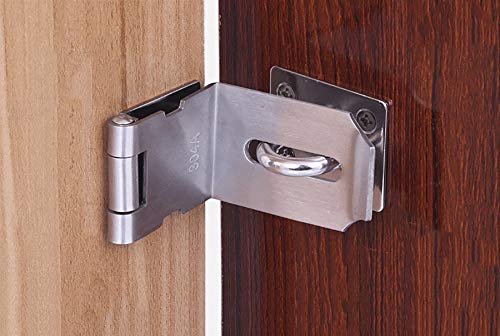 HOWDIA 4 Inch Door Hasp Latch 90 Degree, Stainless Steel Safety Right Angle Padlock Hasp Locking Latch Security Door Clasp Hasp Lock Latch for Push/Sliding/Barn Door, 2mm Thick, Brushed Silver