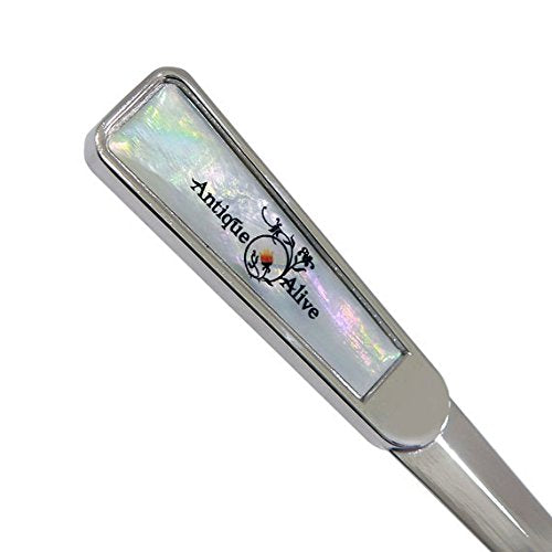 Mother of Pearl Black Floral Metal Steel Knife Office Sword Blade Hand Envelope Letter Opener with Arabesque Design