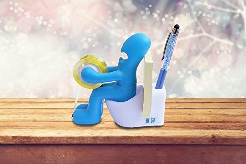 The Butt – Funny Gift for Men or Women who Have Everything – Novelty Tape Dispenser with Pen Holder – Great as an Unusual Going Away Gift for Coworker – Office Gag Gift Blue