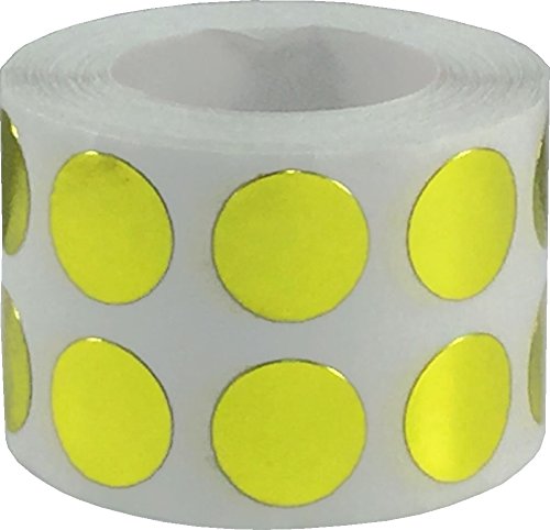 Metallic Gold Color Coding Labels for Organizing Inventory 0.50 Inch Round Circle Dots 1,000 Total Adhesive Stickers On A Roll