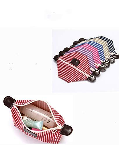 USUNQE Pack of 6 Striped Cosmetic bag Makeup Organizer with Zipper for Travel Home Outdoor