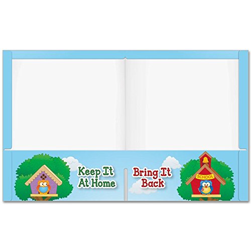 Really Good Stuff Owl Homework Folders, 9½” by 12” (Set of 12) – Laminated 2-Pocket Folders with Learning Tools – Pockets Labeled Keep It at Home and Bring It Back – Helps Students Organize Work