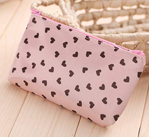 HappyDaily Pack of 7 Fashion Design Muliti-functional Bag Using as Makeup bag or Cosmetic Pouch or Travel Toiletry or Carrying Purse (Heart(Pink/Hotpink/Red/Black)+Polka Dot(Hotpink/Red)+Leopard)