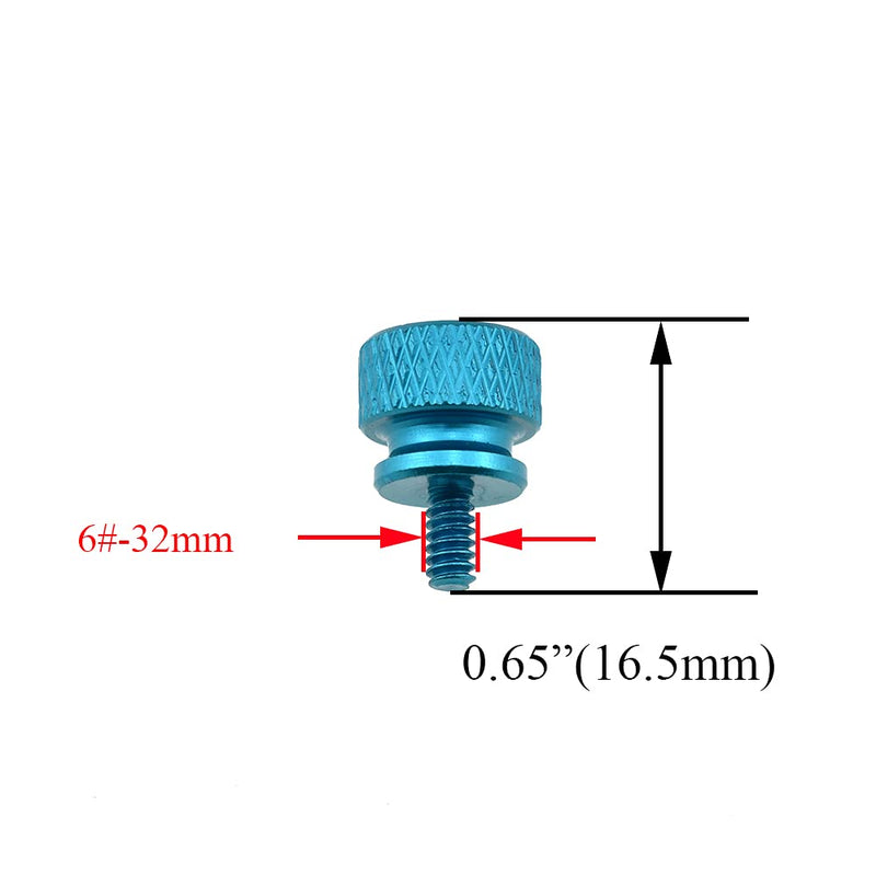 Hahiyo Anodized Aluminum Thumbscrews 6#-32 Thread Size Large Knurled Head Cage Mounts Hand Tighten Easy to Grip and Turn Not Damage Inside Sturdy for Computer Case PCI Slot Motherboard Blue 10pcs 6#-32-Blue-10Pieces
