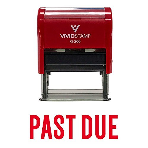 Classic"Past Due" Self Inking Rubber Stamp (Red Ink) - Medium 9/16" x 1-1/2" - Medium Red