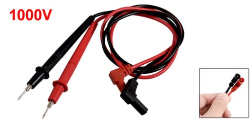 uxcell 1000V Banana Connector Detachable Threaded Tip Multimeter Probe Test Lead Without Cover Black Red Pair