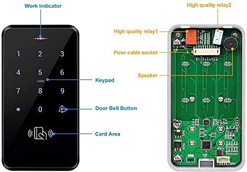 LEXI Ultimate Full Waterproof RFID Keypad, 3000 Users Capacity, 125KHz Stand-Alone Access Control Touch Screen Panel, PIN Code, Wiegand 26, with 10pcs RFID Key fob Cards, Can be Installed Outdoor S20IP68+10ID