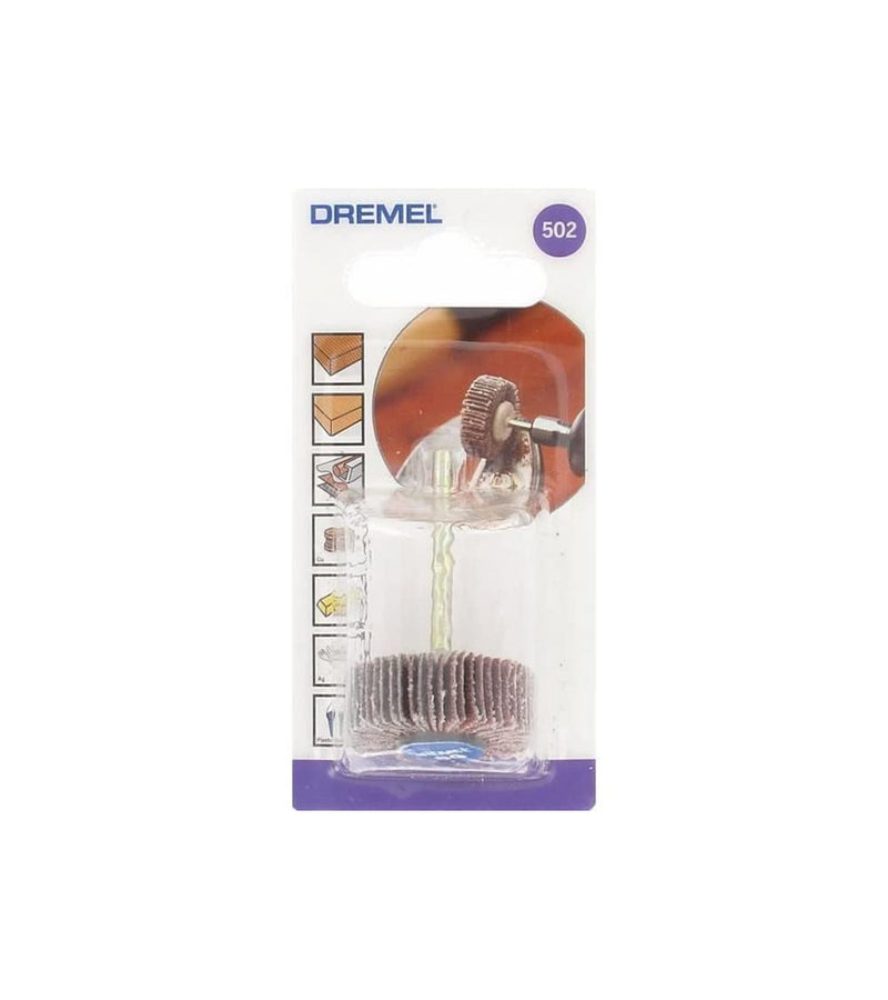 Dremel 502 sanding fan - accessory set for multifunctional tool with 1 sanding fan, grit 80 28.6mm for sanding straight or contoured surfaces on metal, wood, rubber or plastic 502 - 9.5mm