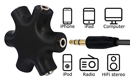 3.5mm Headphone Jack Splitter 3.5 Audio 5 Way 6 Port Female Connector Adapter Audio Earbuds Earphones Plug with 3.5mm Stereo Cable â€¦