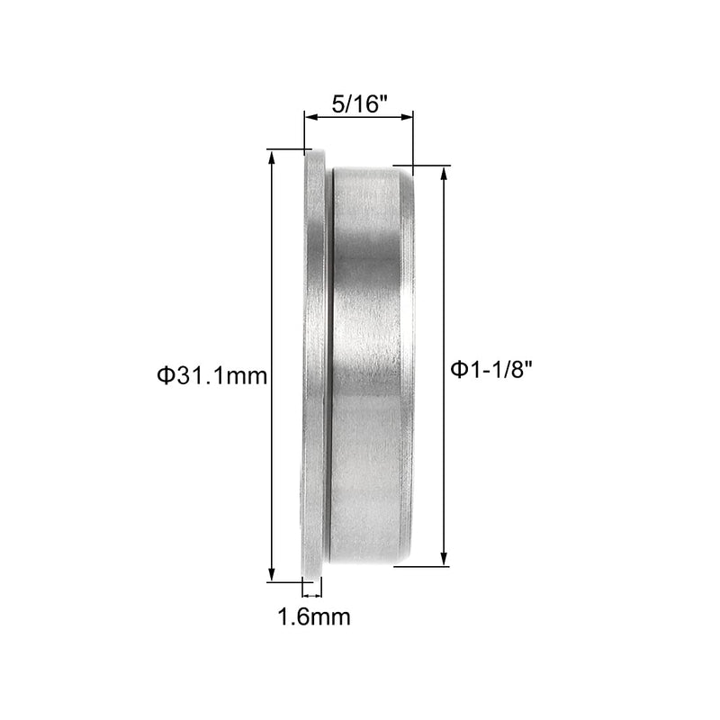 uxcell FR8-2RS Flanged Ball Bearing 1/2"x1-1/8"x5/16" Double Sealed Chrome Steel Bearing 4pcs