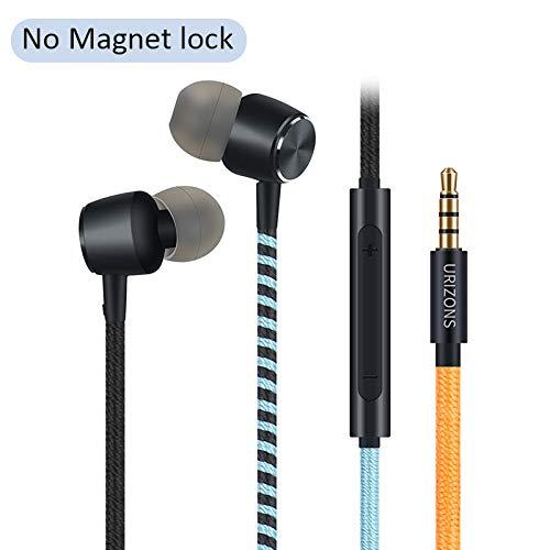 URIZONS Cute Earbuds Girls Headphones with Microphone for iPhone iPad iPod Mac Laptop Tablets Android Smartphones Handmade Fabric Braided Tribe Thread Wrapped Bracelet Style (Orange) Orange